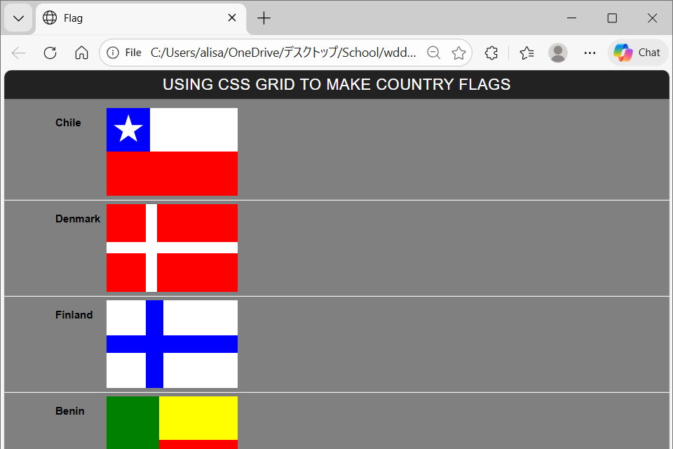 grid flags webpage